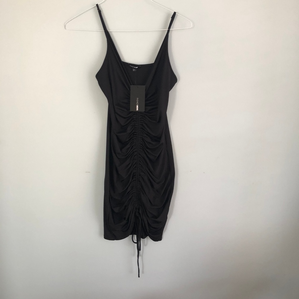 Women's Center Cinched Black Tank Dress Lrg-New